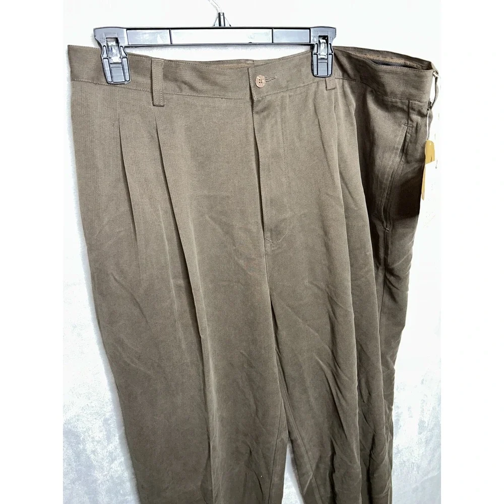 New Vintage Tommy Bahama 100% Silk Double Pleated Pants  38xUFN  Unfinished Hem